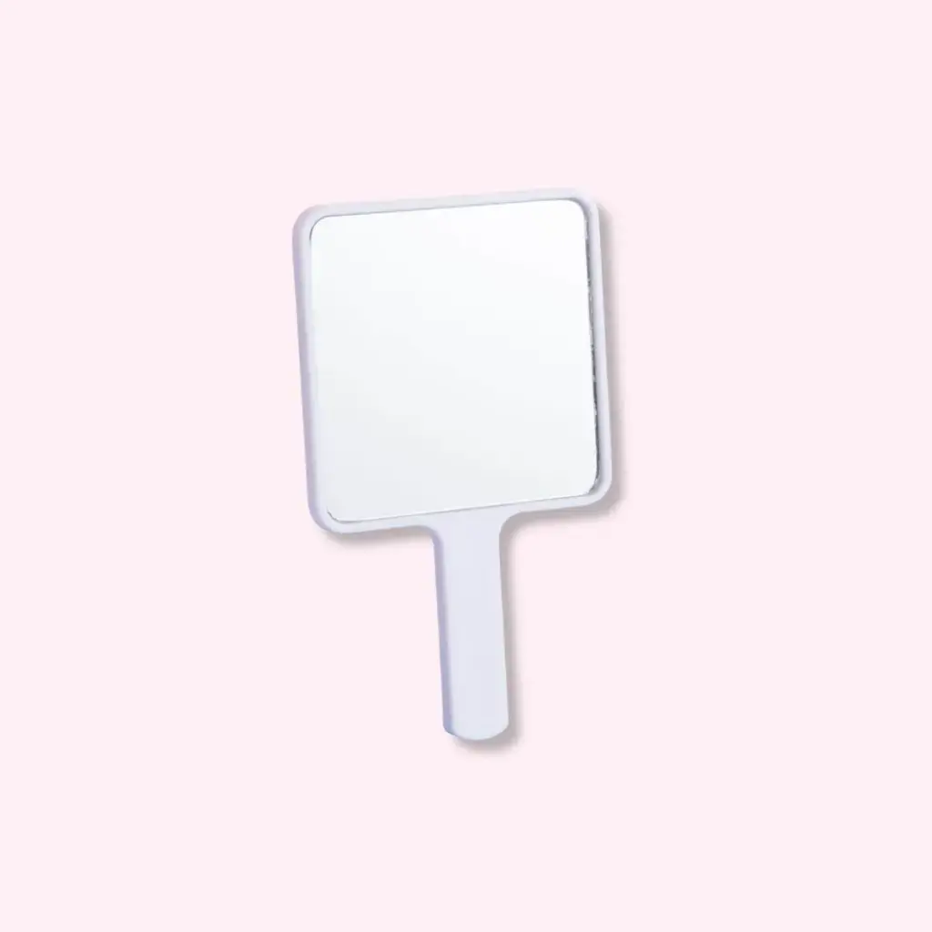 Handheld Mini Mirror #Cream White 