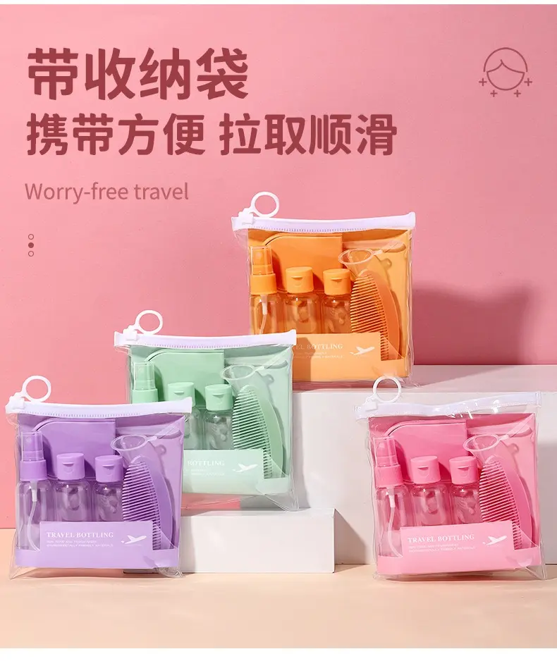 Travel Empty Skincare Set Pink (7pcs)