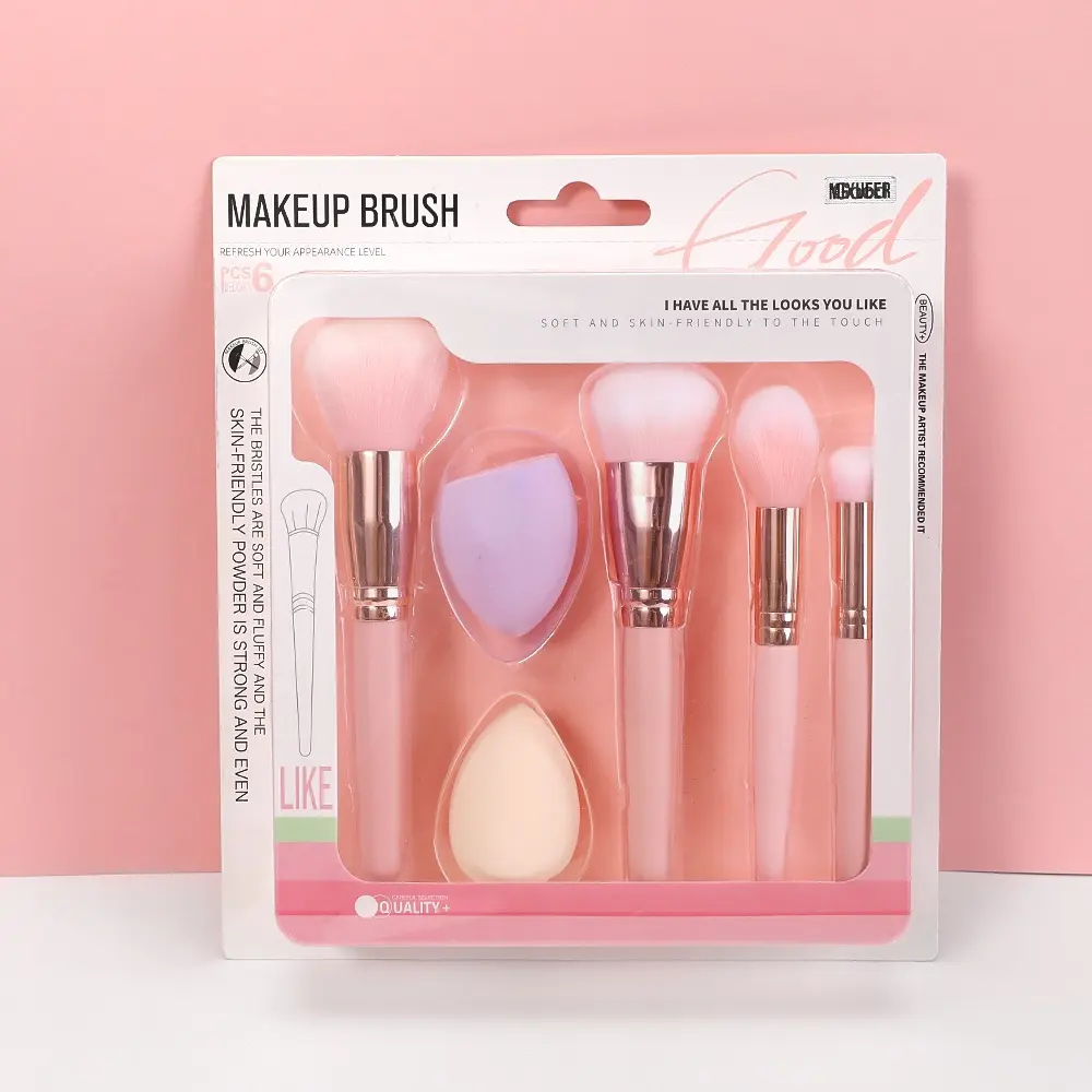 Makeup Brush Set 6pcs (4 Brush+2Puff)
