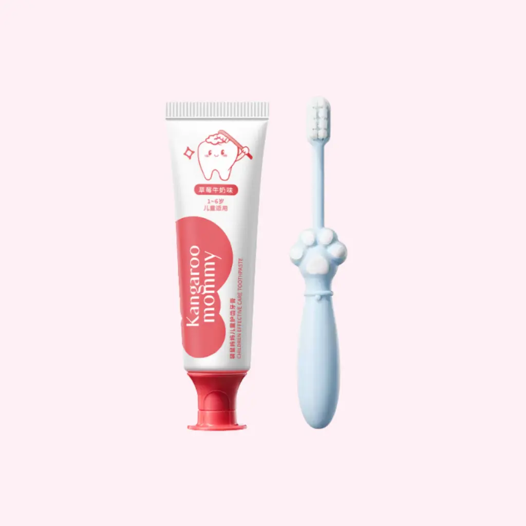 SET-Baby Probiotic Toothpaste 50g (Strawberry)+Baby Toothbrush (Blue) 